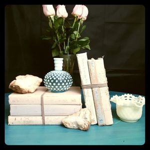 Farmhouse style shabby chic antiqued book stack